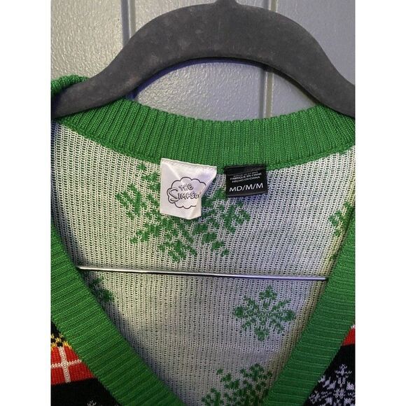 Bart Simpson Santa Ugly Christmas Sweater Men's Medium M Cardigan Green Red - Picture 4 of 10